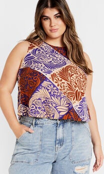 Amara Print Top - tan