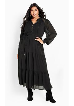 Jasmine Long Sleeve Tiered Maxi Dress