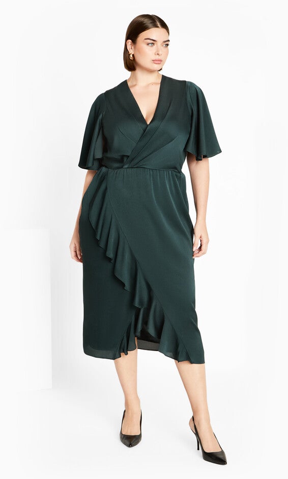 Soft Ruffle Dress - emerald, EMERALD, alternate image number null
