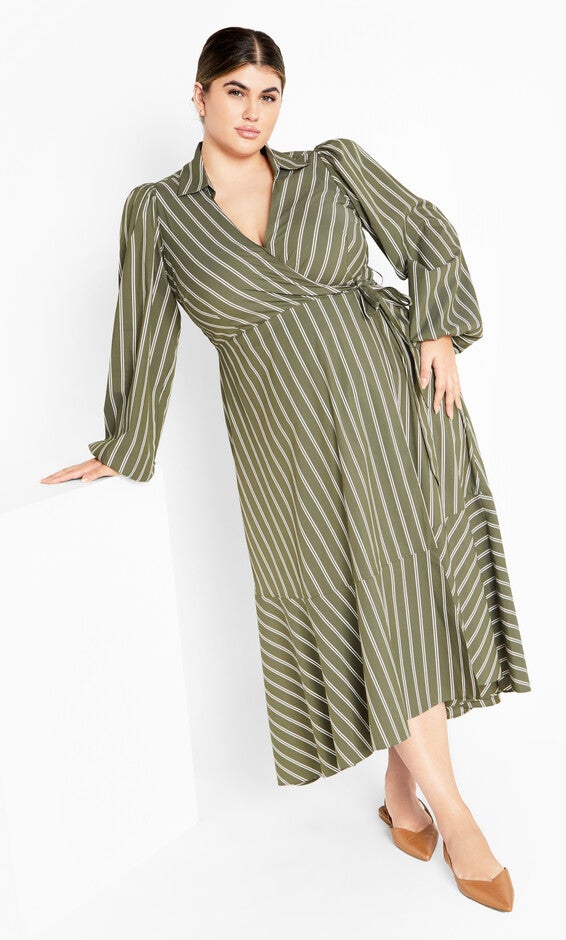 Selena Wrap Dress - olive, GREEN, hi-res image number null