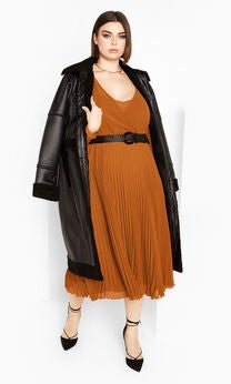 Precious Pleat Dress - caramel