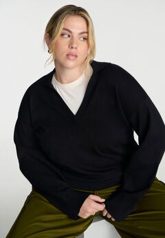 V-Neck Collared Sweater