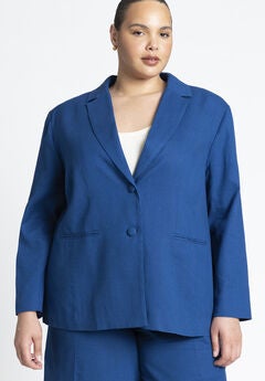 Oversized Strong Shoulder Linen Blazer