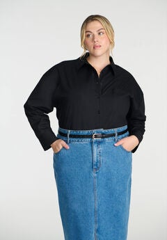 Plus Size Long Sleeve Cotton Tops