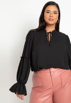 Ruffle Detail Blouse With Ties