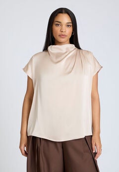 Plus Size Cowl-Neck Blouses