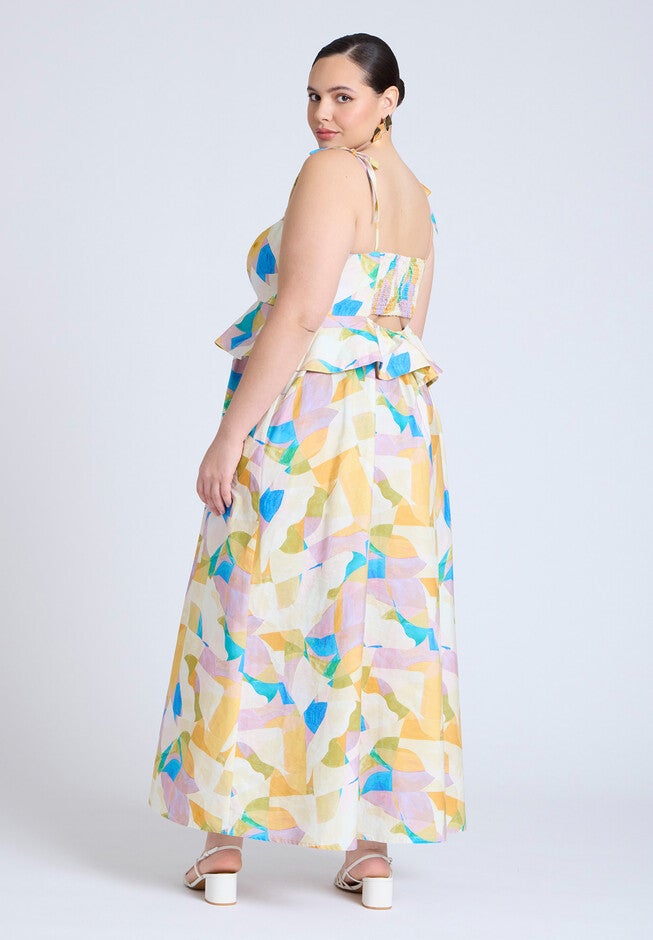 Empire Waist Poplin Maxi Dress , DAY DREAM GEO, alternate image number null