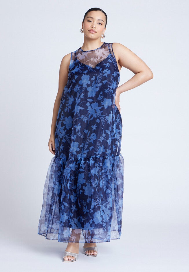 Floral Pattern Tank Dress, BLOOMING LILY, alternate image number null