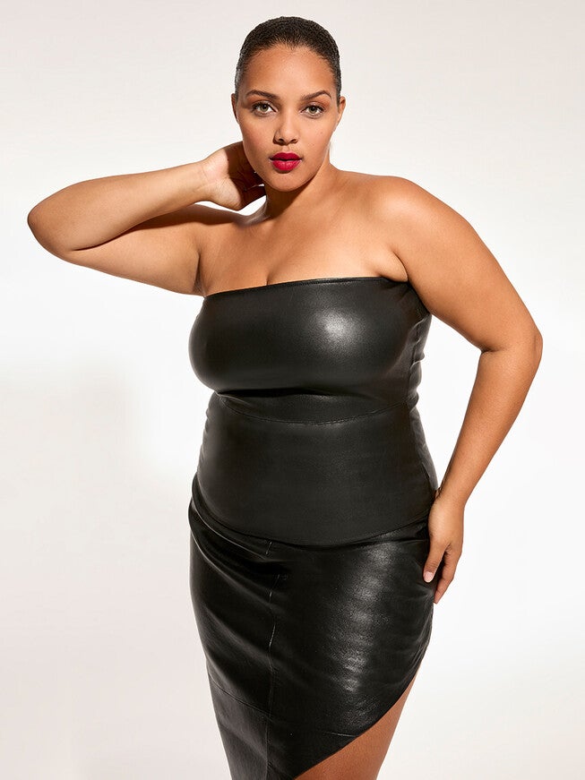 Cinematique Stretch Leather Bustier, , alternate image number null