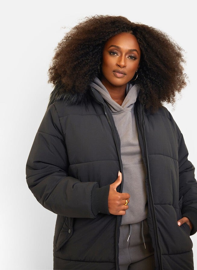 Aspen Hooded Puffer Coat, Black / Black, alternate image number null
