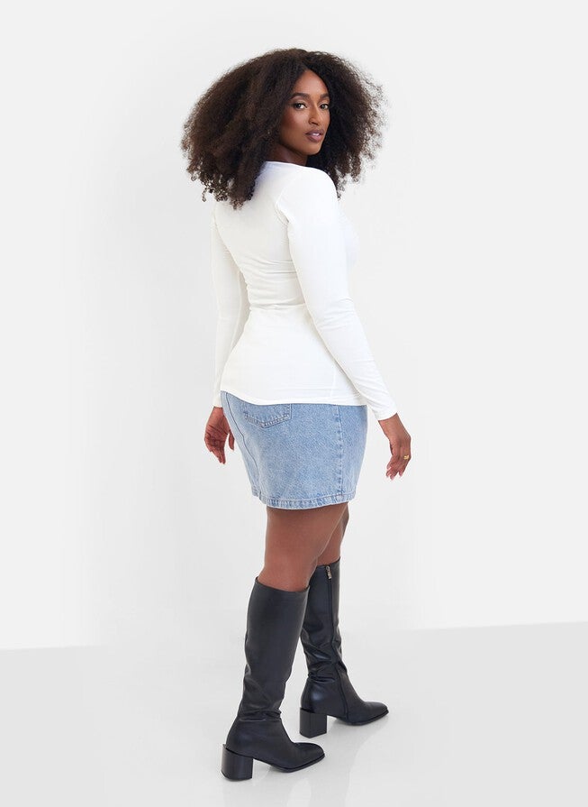 Essential V Neck Top - White, White / White, alternate image number null