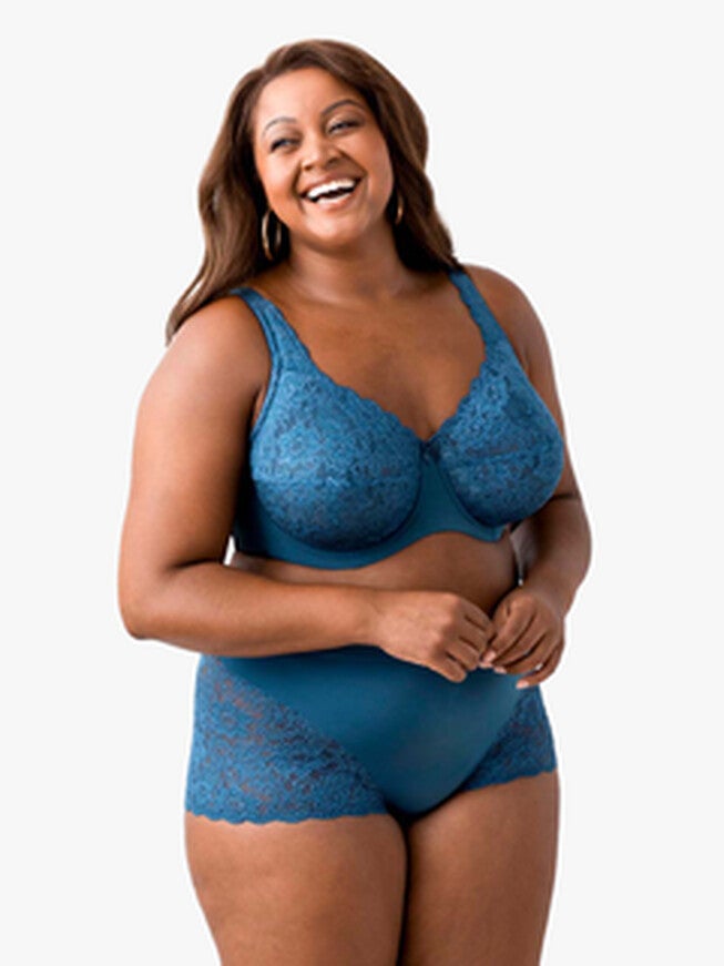 Full Cup Lace Underwire Bra, Teal / Teal, alternate image number null
