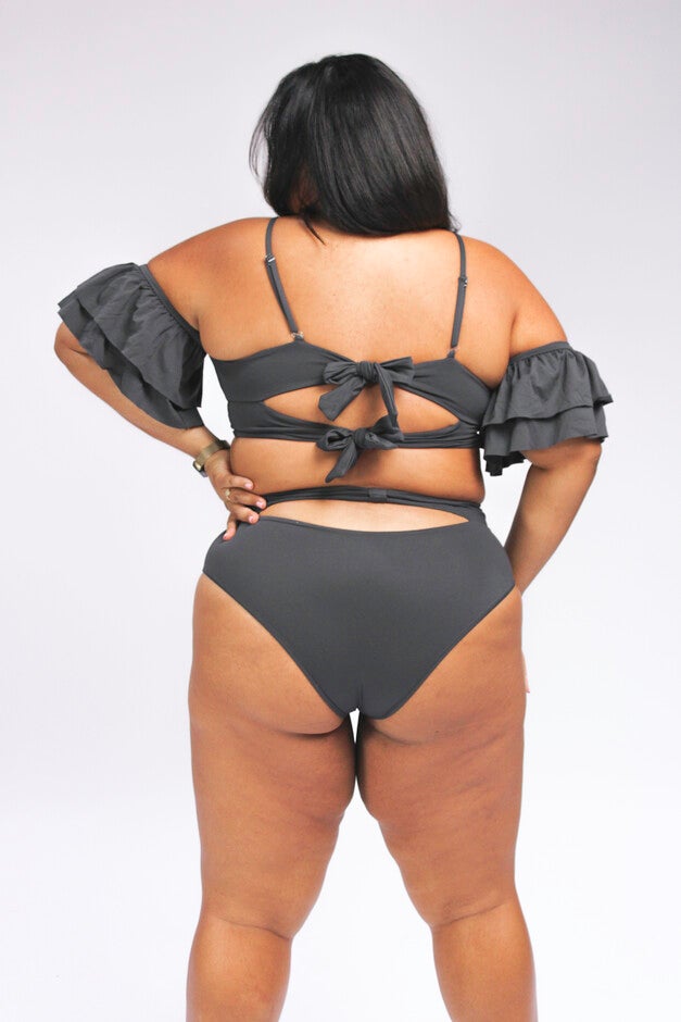 Ty cutout bikini top with ruffle sleeves, , alternate image number null