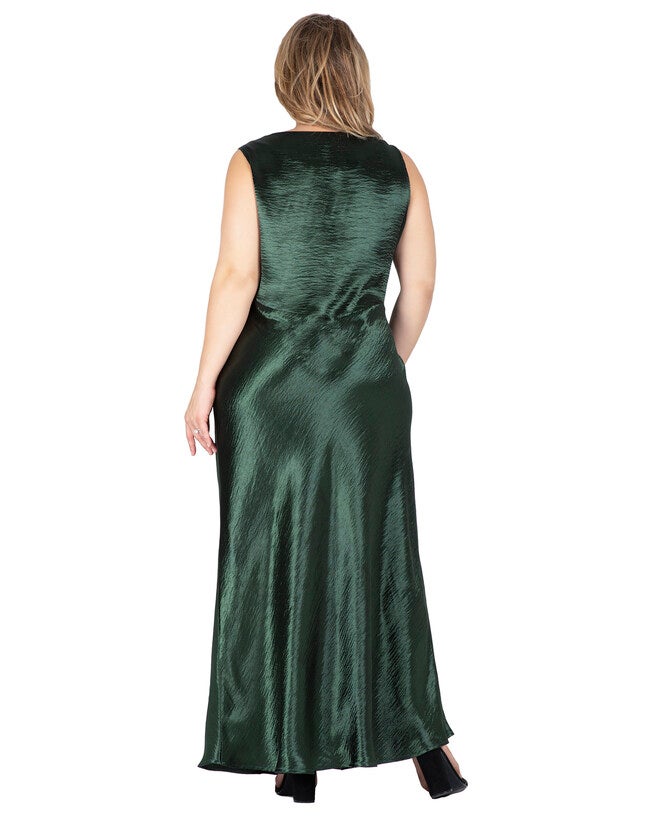 Genesis Women's Plus Size Cowl Neck A-line Sleeveless Maxi Dress, , alternate image number null