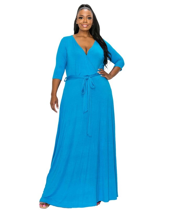 MIKA WRAP DRESS, Turquoise / Turquoise, hi-res image number null
