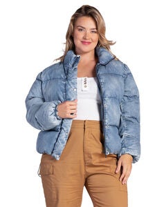 Polaris Womens Plus Size  Indigo Tencel Puffer Jacket