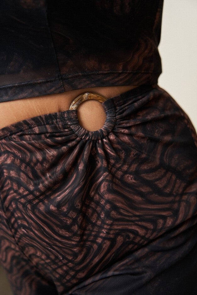 Lindsey Mesh O-Ring Pant, Distorted Plaid / Brown, alternate image number null