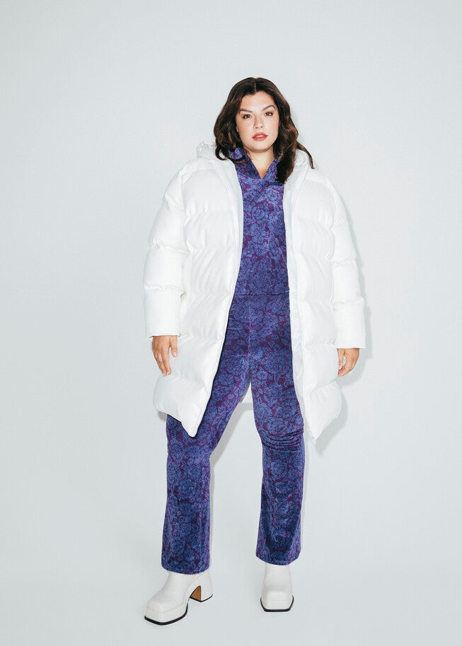 White Faux Leather Puffer Coat, , alternate image number null
