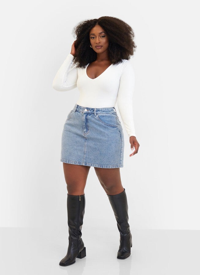 Essential V Neck Top - White, White / White, alternate image number null