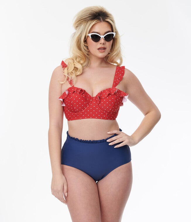 Unique Vintage Navy Cape May Swim Bottoms, Navy / Navy, hi-res image number null