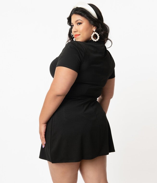 Smak Parlour Black Mock Turtleneck Wave Maker Mini Dress, , alternate image number null