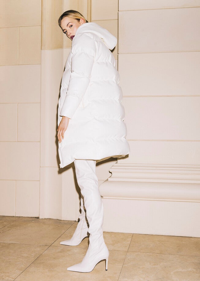 White Faux Leather Puffer Coat, White / White, alternate image number null