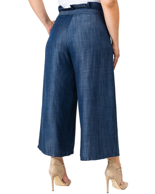 Happer Tencel Denim Wide Leg Gaucho Pants, , alternate image number null