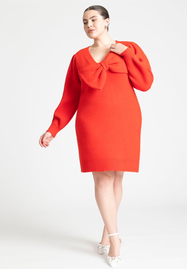 Bow Sweater Mini Dress image number null
