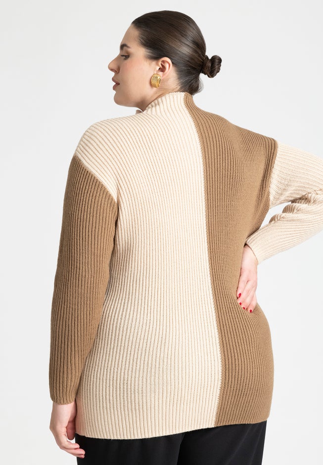 Mock Neck Colorblock Sweater image number null